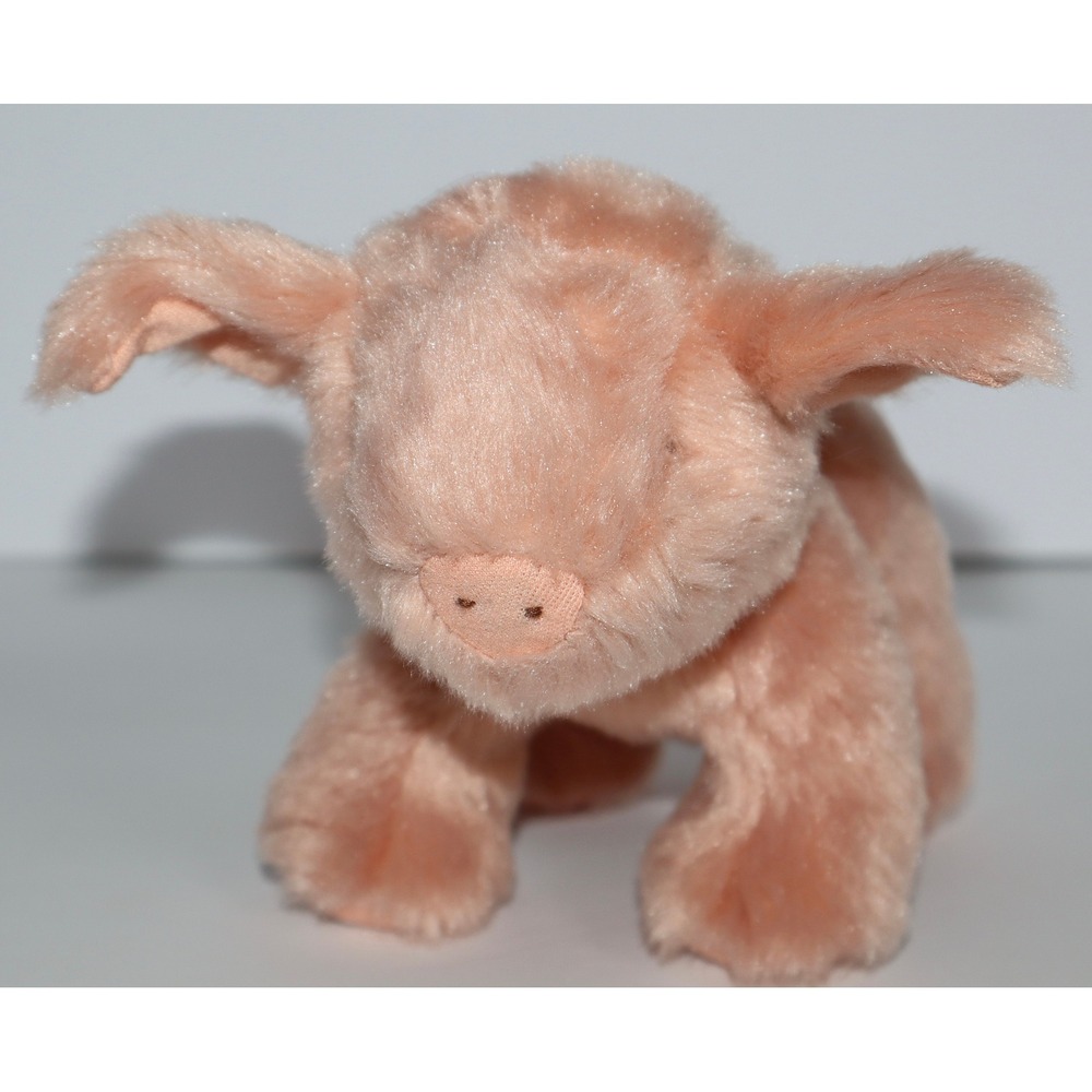 Bunnies By The Bay Pink Pig Plush Stuffed Animal Soft Shaggy Faux Fur Toy
